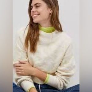 Anthropologie cream jacquard sweater. NWOT. Size XS. Perfect for Fall & Holidays